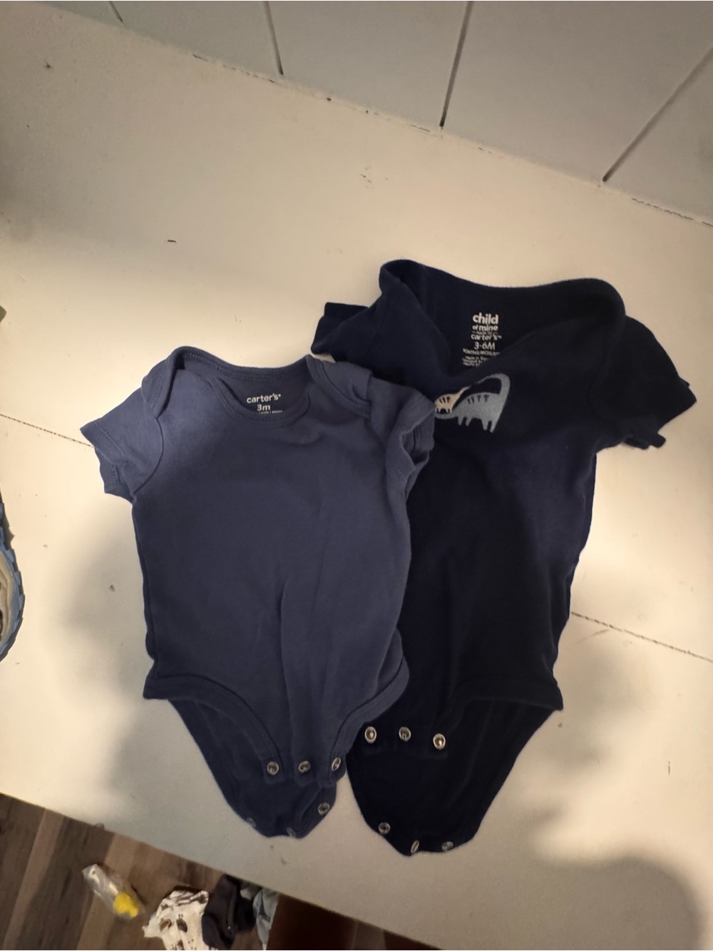 Carter's Navy Short-Sleeve Baby Bodysuits - Blue & Navy